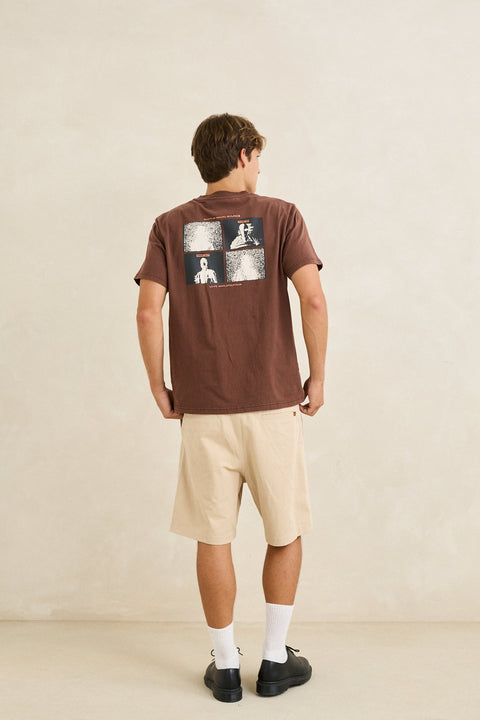 RHYTHM - Tune In Vintage Ss T-Shirt Chocolate