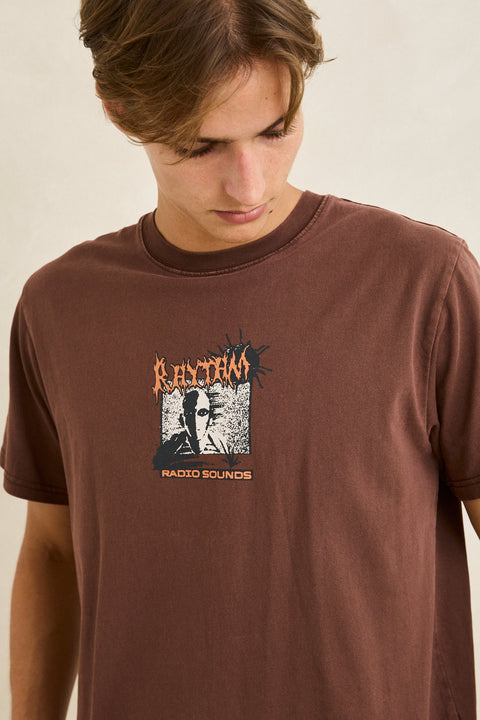 RHYTHM - Tune In Vintage Ss T-Shirt Chocolate