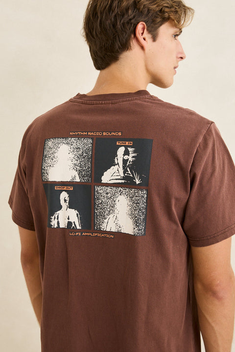 RHYTHM - Tune In Vintage Ss T-Shirt Chocolate