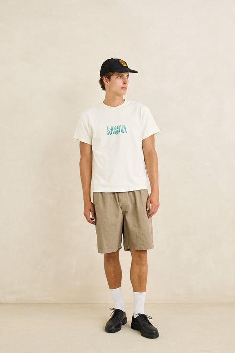 RHYTHM - Fresh Stamp Band Ss T-Shirt Vintage White