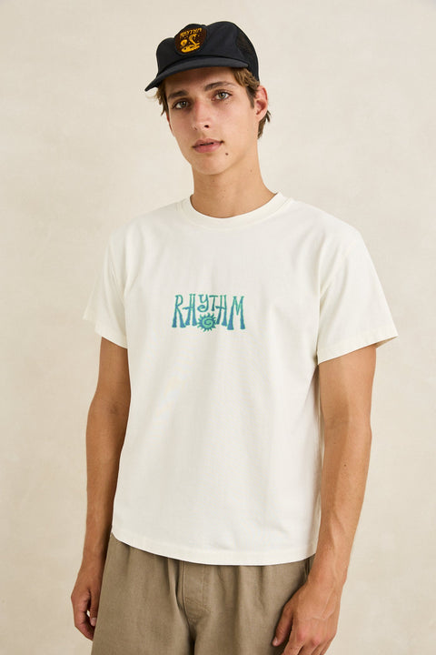 RHYTHM - Fresh Stamp Band Ss T-Shirt Vintage White