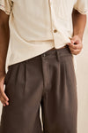 RHYTHM Pes Double Pleated Short Chocolate