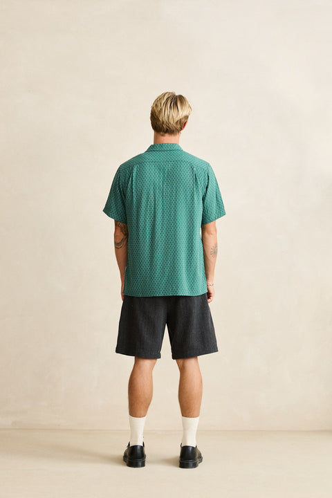 RHYTHM Linen Float Stitch Ss Shirt Pine