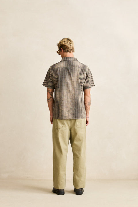 RHYTHM Texture Stripe Ss Shirt Natural