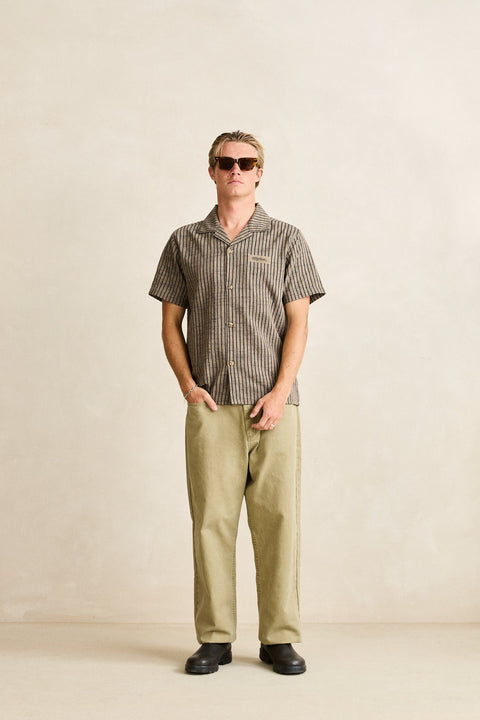 RHYTHM Texture Stripe Ss Shirt Natural