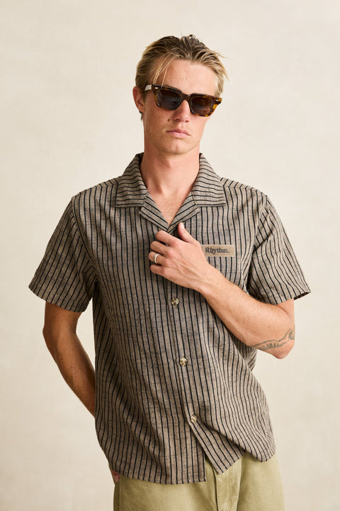 RHYTHM Texture Stripe Ss Shirt Natural