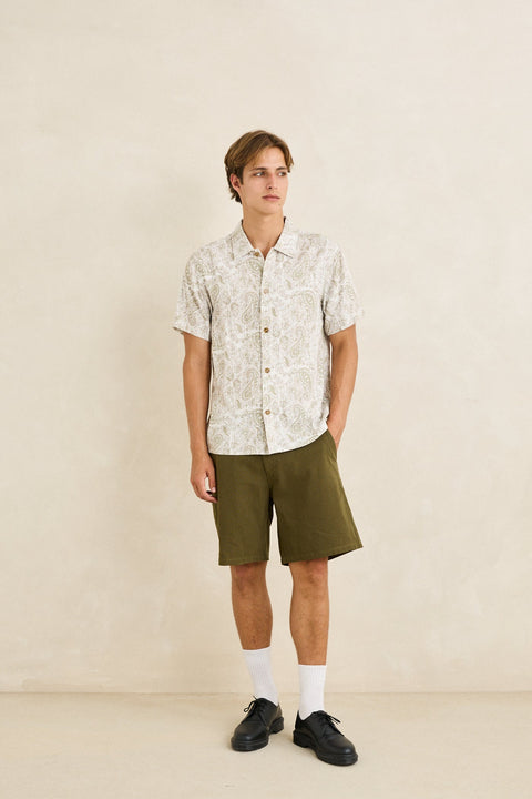 RHYTHM - Tally Paisley Ss Shirt Natural