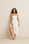 RHYTHM - Broderie Lace Gathered Midi Dress White