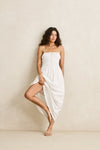 RHYTHM - Broderie Lace Gathered Midi Dress White