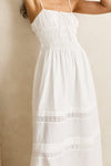 RHYTHM - Broderie Lace Gathered Midi Dress White