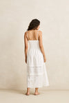 RHYTHM - Broderie Lace Gathered Midi Dress White