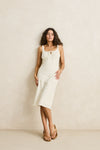 RHYTHM Polka Midi Dress Cream