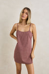 RHYTHM Lucy Check Slip Mini Dress Rust
