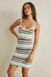 RHYTHM - Frankie Stripe Knit Mini Dress Marine Green