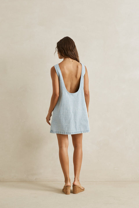 RHYTHM - Riley Denim Mini Dress Light Wash