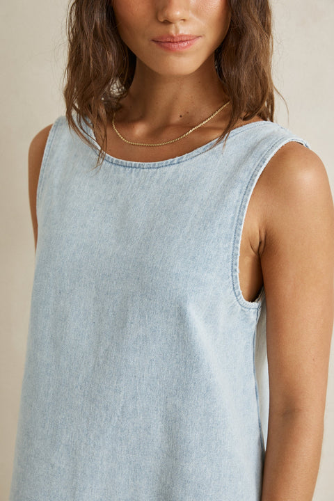 RHYTHM - Riley Denim Mini Dress Light Wash