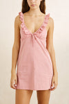 RHYTHM - Lola Check Ruffle Mini Dress Plum