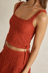 RHYTHM Gigi Lace Tie Side Top Red
