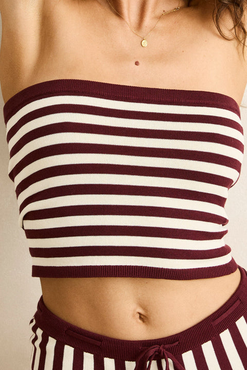 RHYTHM Daybreak Stripe Bandeau Knit Top Paprika