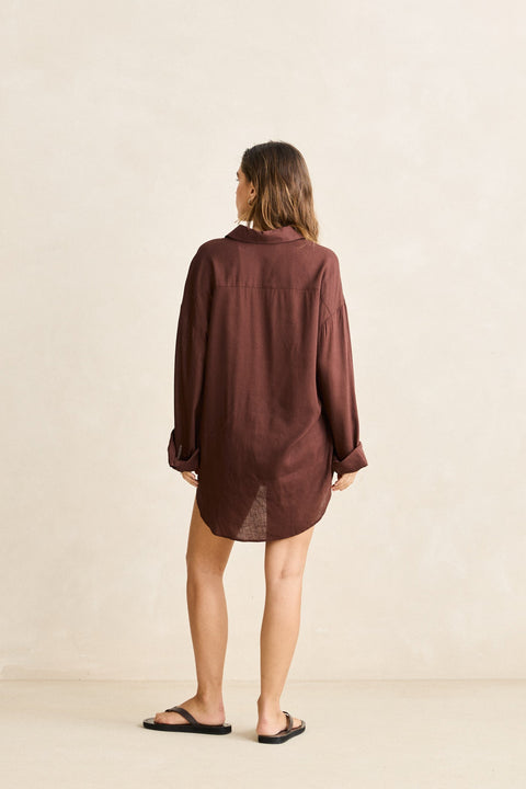 RHYTHM Pia Oversized Shirt Chocolate