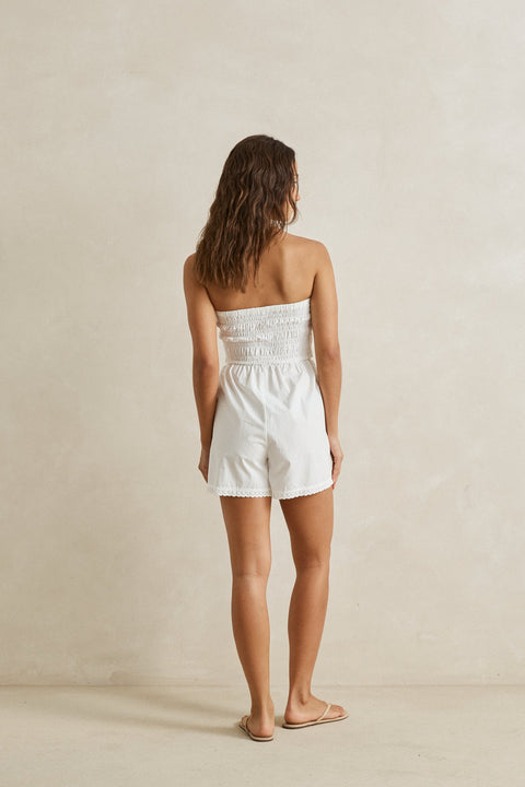 RHYTHM - Perry Strapless Playsuit White