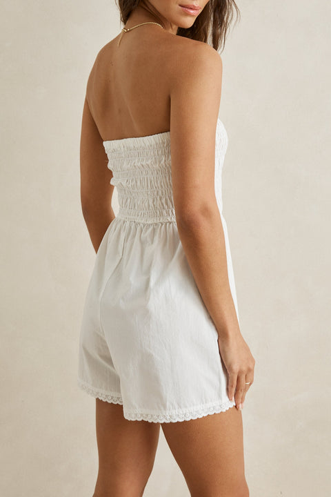 RHYTHM - Perry Strapless Playsuit White