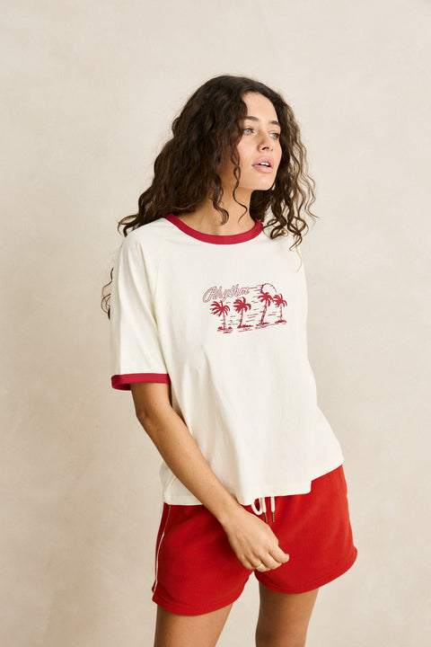 RHYTHM Oceanview Ringer Tee Cherry