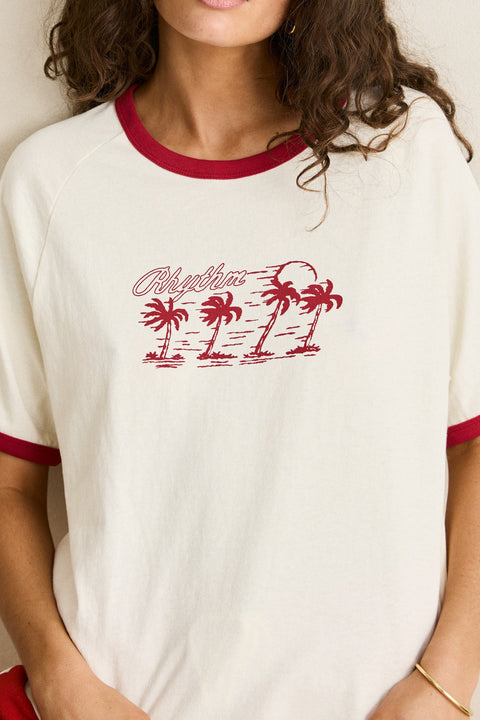 RHYTHM Oceanview Ringer Tee Cherry