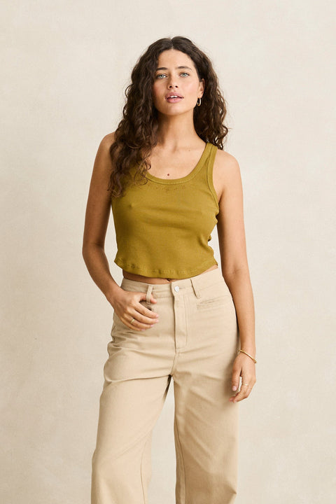 RHYTHM Posy Rib Tank Olive