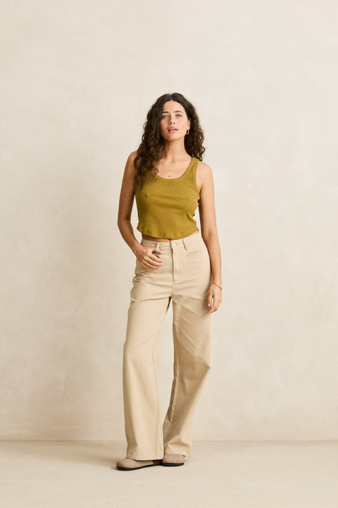 RHYTHM Posy Rib Tank Olive