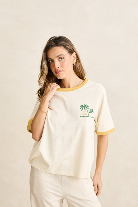 RHYTHM Sunset Palm Ringer Tee