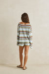 RHYTHM - Frankie Stripe Knit Short Marine Green