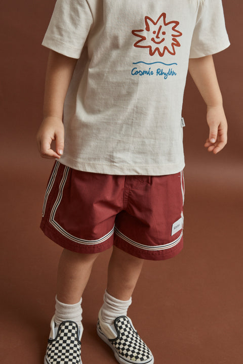 RHYTHM - Kids Twin Trim Heritage Beach Short Vintage Red