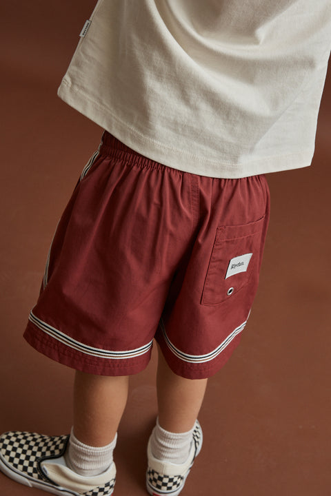 RHYTHM - Kids Twin Trim Heritage Beach Short Vintage Red