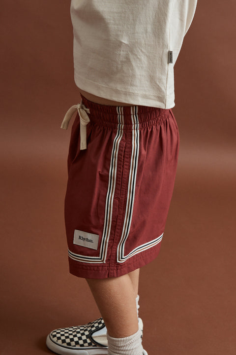RHYTHM - Kids Twin Trim Heritage Beach Short Vintage Red