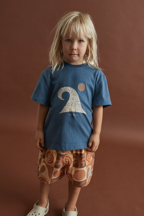 RHYTHM - Kids Waves Ss T-Shirt Vintage Blue