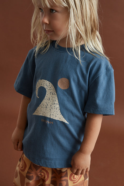 RHYTHM - Kids Waves Ss T-Shirt Vintage Blue