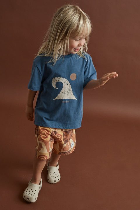 RHYTHM - Kids Waves Ss T-Shirt Vintage Blue