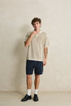 RHYTHM Hi Lo Knit Polo Tobacco
