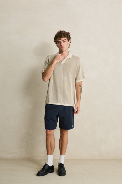 RHYTHM Hi Lo Knit Polo Tobacco