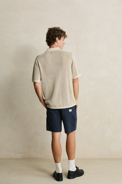 RHYTHM Hi Lo Knit Polo Tobacco
