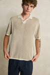 RHYTHM Hi Lo Knit Polo Tobacco