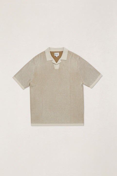 RHYTHM Hi Lo Knit Polo Tobacco