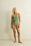 RHYTHM Brighton Eyelet Scrunched Side One Piece Thyme