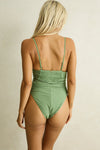 RHYTHM Brighton Eyelet Scrunched Side One Piece Thyme