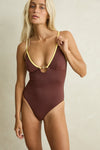RHYTHM Tierra Contrast One Piece Chocolate