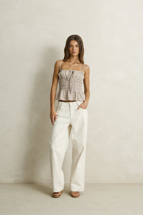 RHYTHM Daisy Floral Top Sand