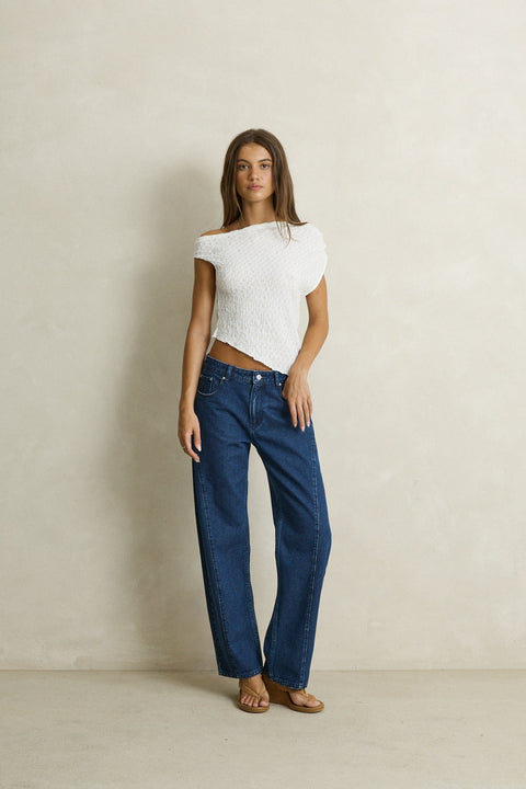 RHYTHM Maya Lace Asymmetric Top White
