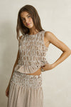 RHYTHM Capri Check Top Brown