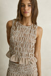 RHYTHM Capri Check Top Brown
